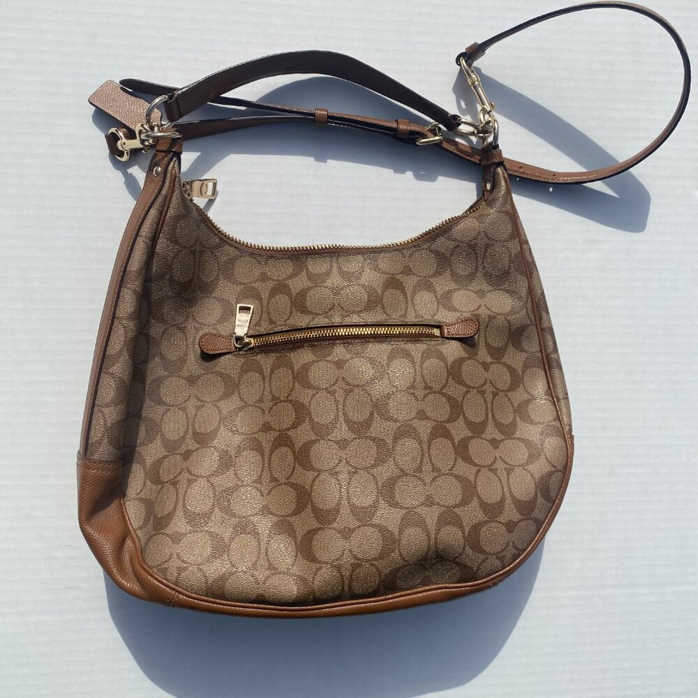 Coach Brown Signature Coated Canvas and Leather Harley Hobo - Picture 7 of 16